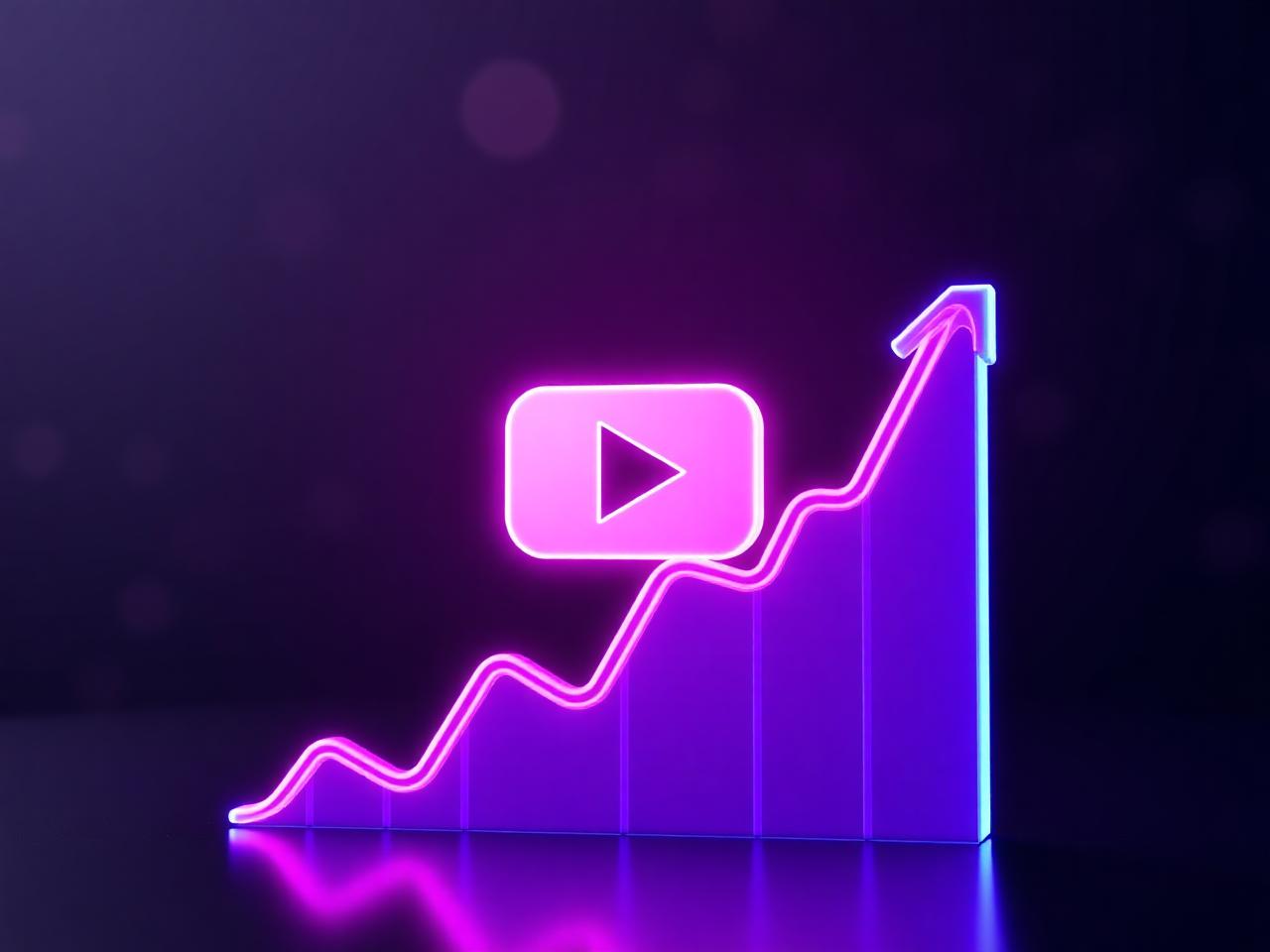 Glowing analytics chart showing YouTube channel growth